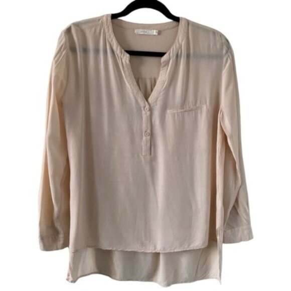 Anthropologie Lush Women’s Button Blouse Top 3/4 Length Sleeve Peach Pink Small - Picture 4 of 16